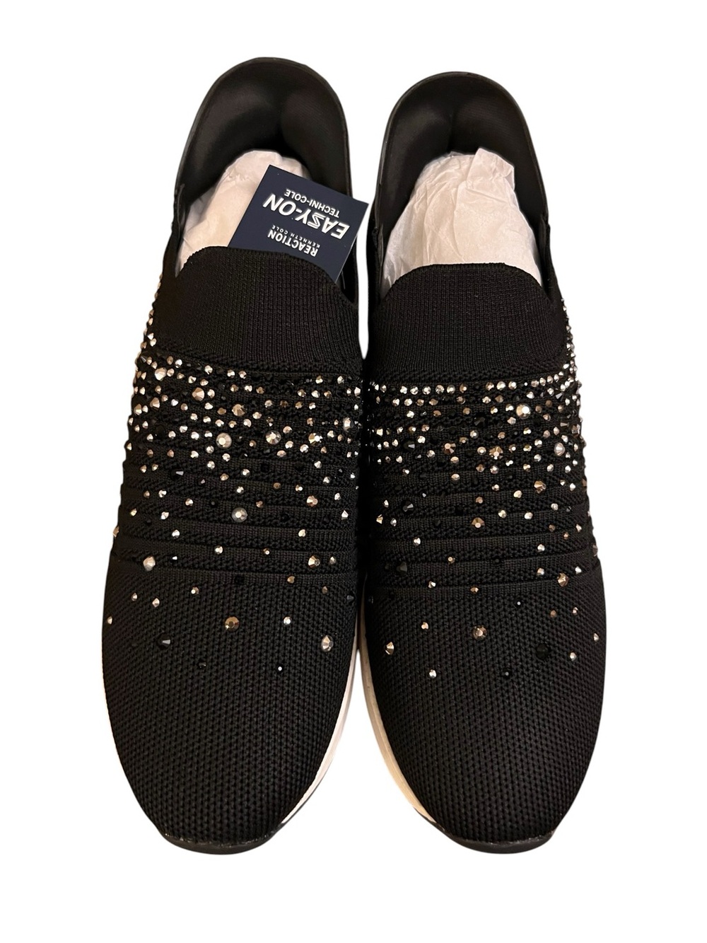 Kenneth Cole Reaction Cameron EZ Slip on Jeweled Jogger Sneaker Black White SZ 7 - Picture 4 of 9